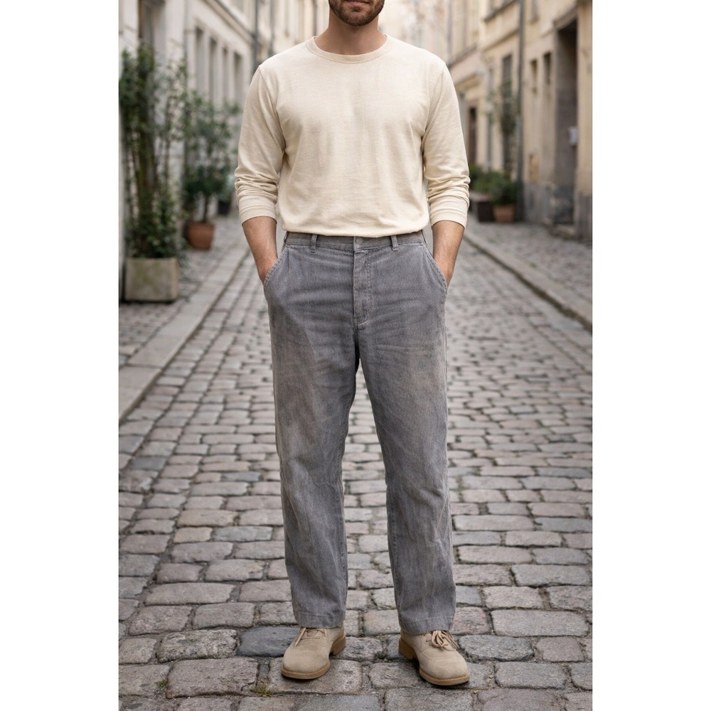 Lands End Corduroy Pants Men's Size 36 Flat Front Cotton Preppy Workwear USA